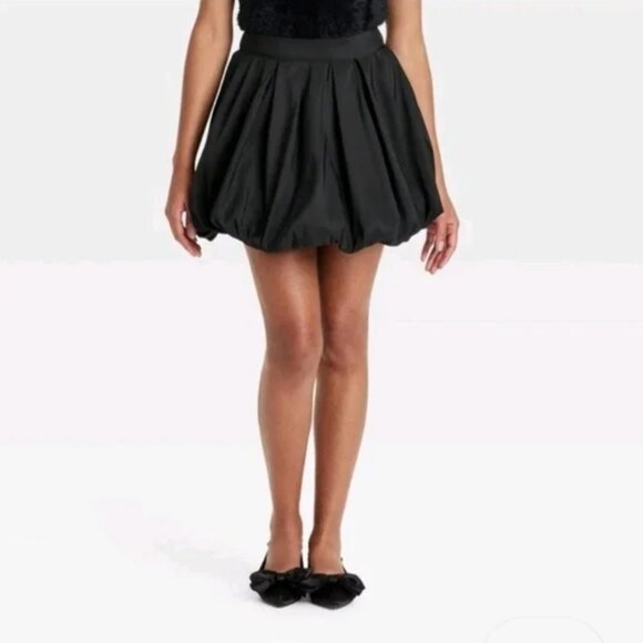 NWT A New Day Women's Size 1X Black Bubble Hem Midweight Woven A-Line Mini Skirt - Picture 1 of 12